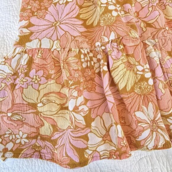 Billabong Women's Sundress Size XL Mini Dress Tiered Orange Vacation Boho Flowy - Picture 8 of 15